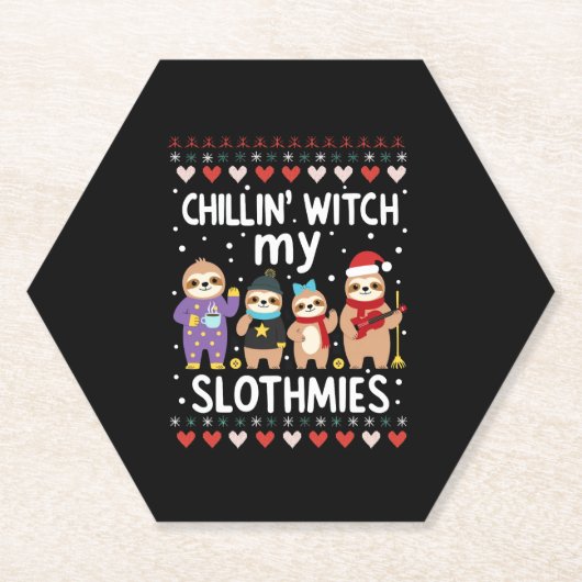 Chillin mit meinen Slothmies Funny Sloth Ugly Chri Untersetzer (Vorderseite)