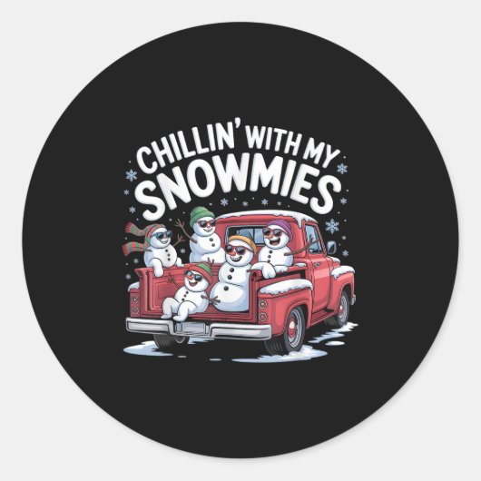 Chillin mit meinen Snowmies Ckup Truck Snowman Chr Runder Aufkleber (Vorderseite)