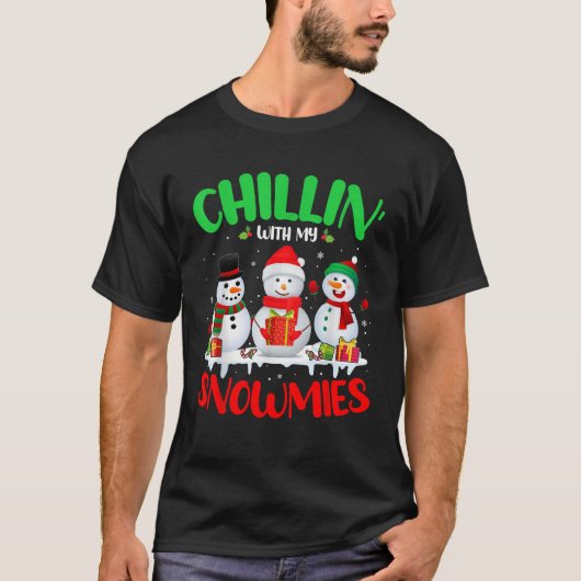 Chillin mit meinen Snowmies Frohe Weihnachten Weih T-Shirt (Vorderseite)