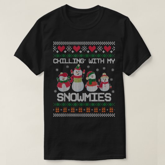 Chillin' mit meinen Snowmies Funny Ugly Christmas T-Shirt (Design vorne)