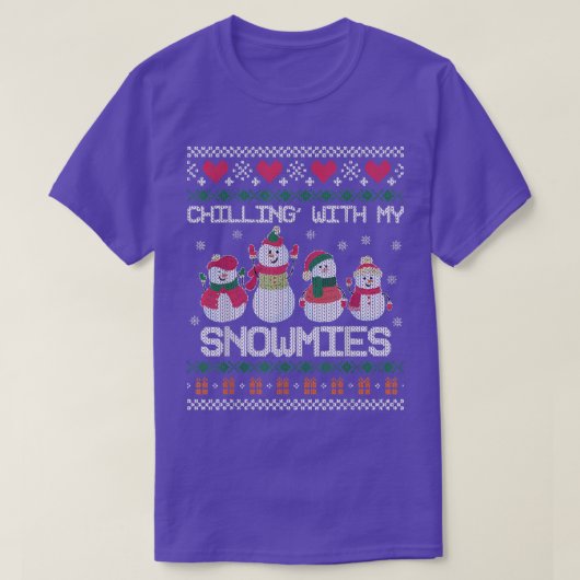 Chillin' mit meinen Snowmies Funny Ugly Christmas T-Shirt (Design vorne)