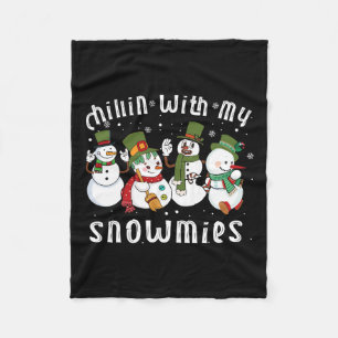 Chillin mit meinen Snowmies Santa Snowman Funny Xm Fleecedecke