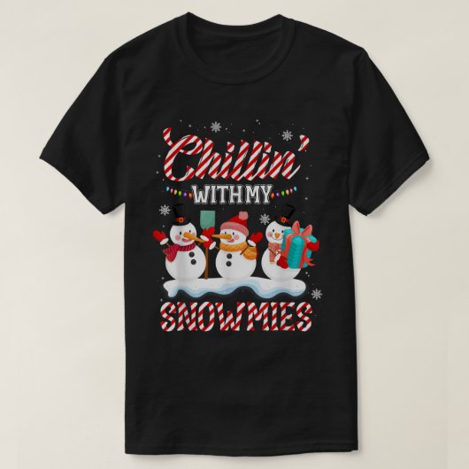Chillin' mit meinen Snowmies Santa Snowman Scarf L T-Shirt (Design vorne)