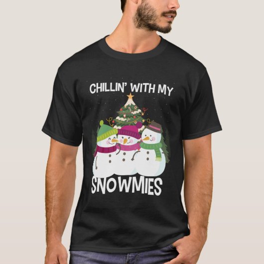 Chillin' mit meinen Snowmies Xmas Snowman T-Shirt (Vorderseite)