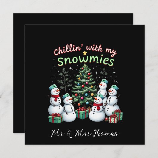 Chillin' mit My Snowmies Funny Christmas Snowman Einladung (Vorne/Hinten)