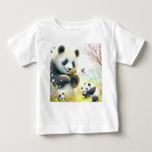 Chillin" mit Pandas Baby T-shirt (Vorderseite)