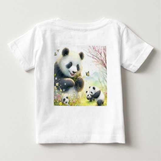 Chillin" mit Pandas Baby T-shirt (Rückseite)