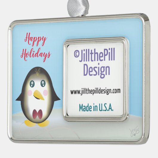 Chillin' Penguin Rahmen-Ornament Silber (Links)
