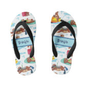 Chillin Sloth auf Vacation Pattern Custom Kinderbadesandalen (Fußbett)