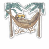 Chillin' Sloth in einem Hängematte Oversifizierter Aufkleber (Vorderseite)