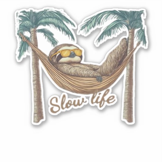 Chillin' Sloth in einem Hängematte Oversifizierter Aufkleber (Vorderseite)