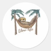 Chillin' Sloth in einem Hängematte Oversifizierter Runder Aufkleber (Vorderseite)