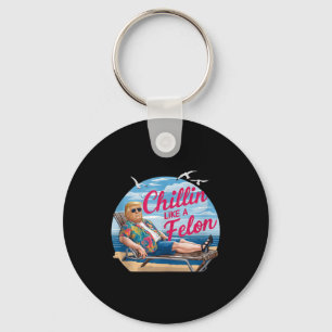 Chillin wie ein Felon Funny Trump Summer Beach USA Schlüsselanhänger