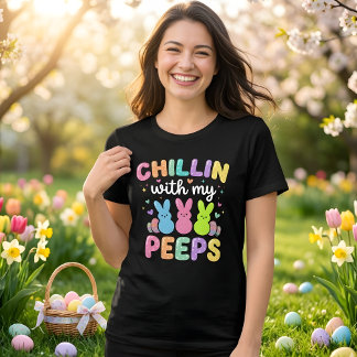 Chillin With My Peeps Cute Easter Bunny Women Tri-Blend Shirt