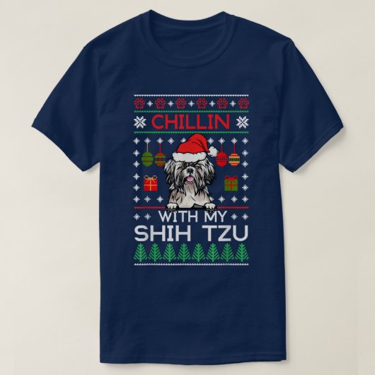Chillin With My Shih Tzu Santa Ugly Christmas Swea T-Shirt (Design vorne)