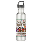 Chillin With My Slothmies Funny Sloth Ugly Christm Edelstahlflasche (Vorderseite)