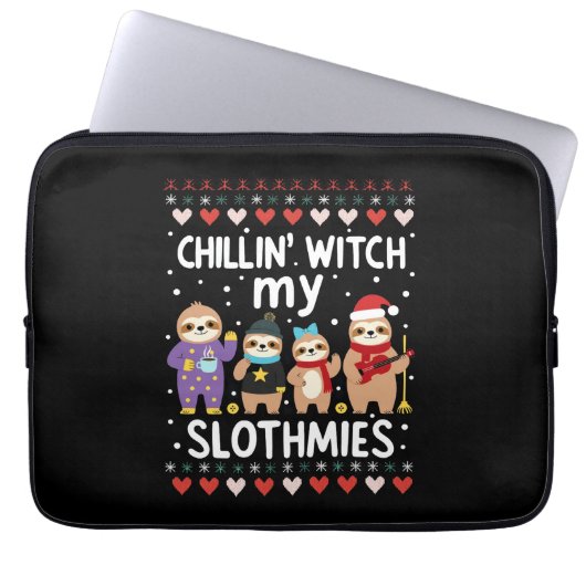 Chillin With My Slothmies Funny Sloth Ugly Christm Laptopschutzhülle (Vorderseite)