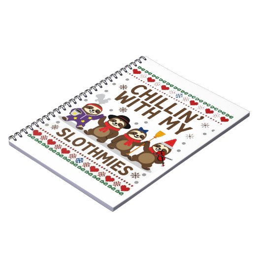 Chillin With My Slothmies Funny Sloth Ugly Christm Notizblock (Linke Seite)