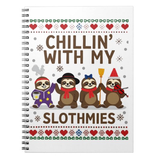 Chillin With My Slothmies Funny Sloth Ugly Christm Notizblock (Vorderseite)