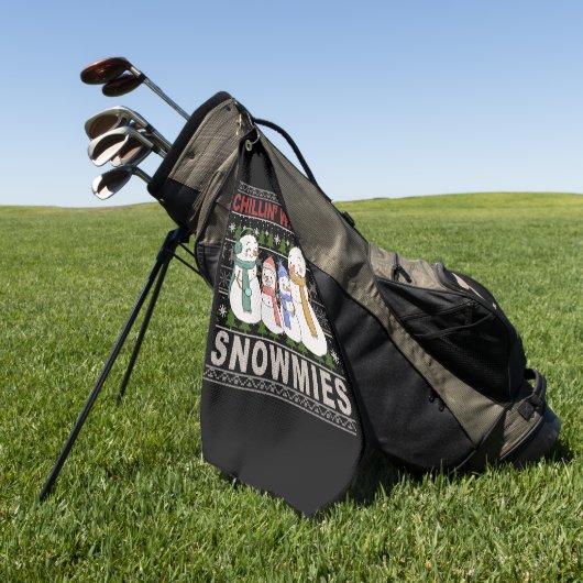 Chillin With My Snowmies Funny Ugly Christmas Golfhandtuch (Gras)