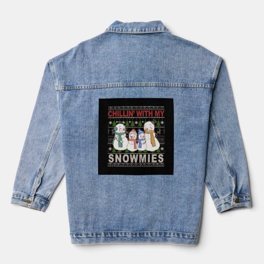 Chillin With My Snowmies Funny Ugly Christmas Jeansjacke (Rückseite)