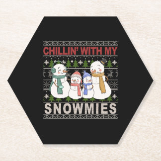 Chillin With My Snowmies Funny Ugly Christmas Untersetzer