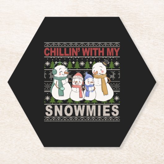 Chillin With My Snowmies Funny Ugly Christmas Untersetzer (Vorderseite)
