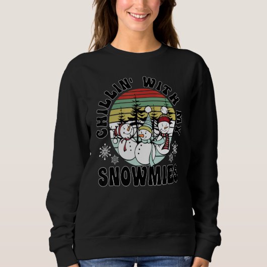 Chillin With My Snowmies Santa Snowman Scarf Light Sweatshirt (Vorderseite)