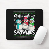 Chillin' With My Snowmies - Ugly Christmas Snowman Mousepad (Mit Mouse)