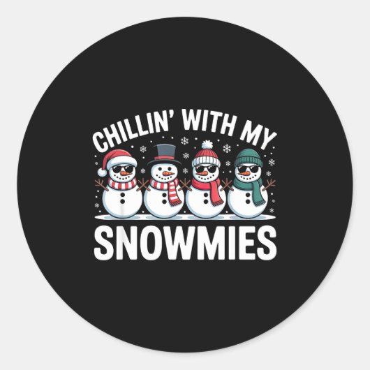 Chillin With My Snowmies Xmas Snowman Boys Girls M Runder Aufkleber (Vorderseite)