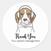 Chilling Beagle mit Bubblegum Funny Dog Vielen Dan Runder Aufkleber (Vorderseite)