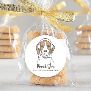 Chilling Beagle mit Bubblegum Funny Dog Vielen Dan Runder Aufkleber