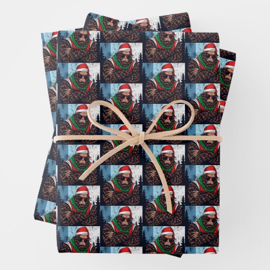 Chilling Bigfoot Santa Claus Funny Sasquatch Geschenkpapier Set (Beispiel)