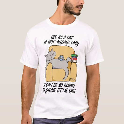 Chilling Cat Men White T-Shirt (Vorderseite)