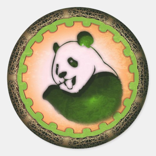 Chilling Chomping Panda Orange Runder Aufkleber (Vorderseite)