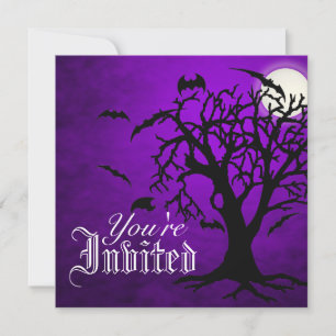 Chilling Go Batty Lila MondHalloween Einladung