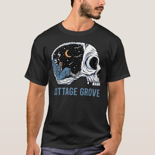 Chilling Skeleton Hütte Grove T-Shirt (Vorderseite)