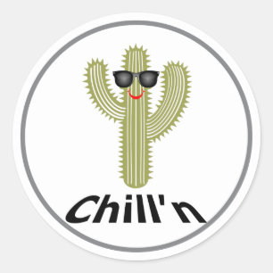 Chill'n Cactus Design - Klassischer Rundaufkleber, Runder Aufkleber
