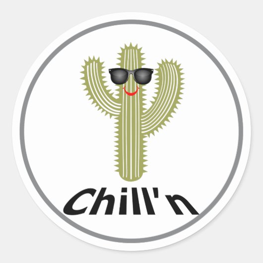 Chill'n Cactus Design - Klassischer Rundaufkleber, Runder Aufkleber (Vorderseite)