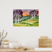 Chillout 2 surreale Landschaft Aquarell Poster Dru (Küche)