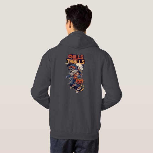 Chills and Thrills Halloween Werewolf Skateboard T Hoodie (Schwarz voll)