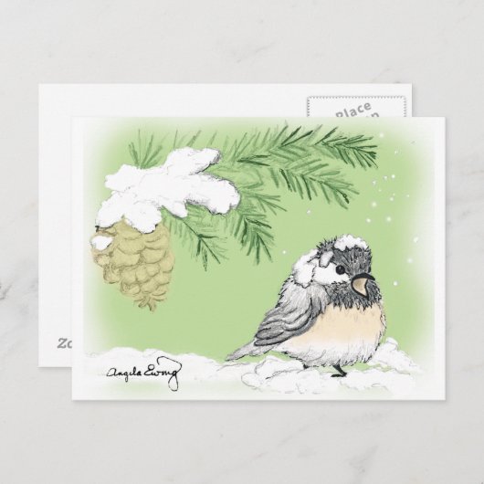 Chilly Chickadee Postkarte (Vorne/Hinten)