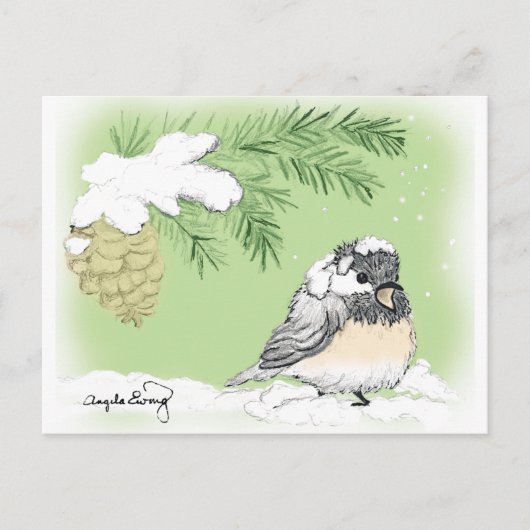 Chilly Chickadee Postkarte (Vorderseite)