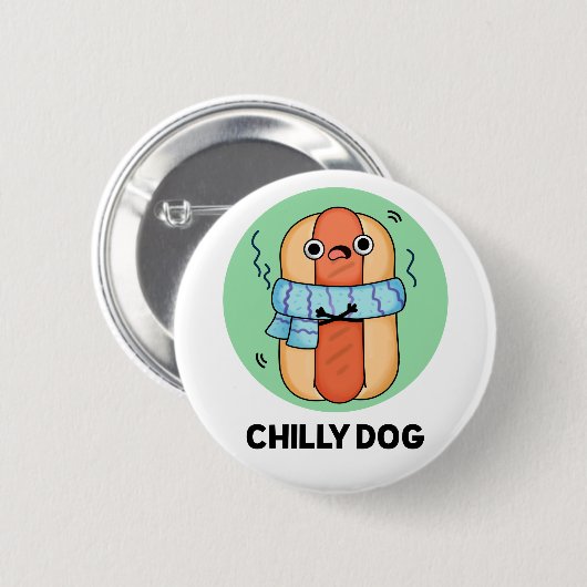 Chilly Hund Funny Chili Hot Dog Puff Button (Vorne & Hinten)