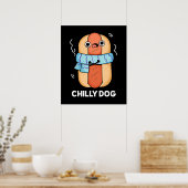 Chilly Hund Funny Chili Hot Dog Pun Dark BG Poster (Küche)