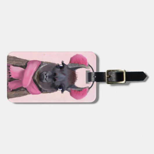 Chilly Llama Pink Gepäckanhänger (Vorderseite horizontal)