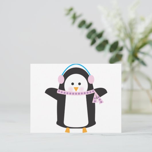 Chilly Penguin Postkarte (Stehend Vorderseite)