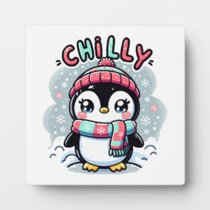 Chilly Penguin Snowy Scarf Hug Fotoplatte