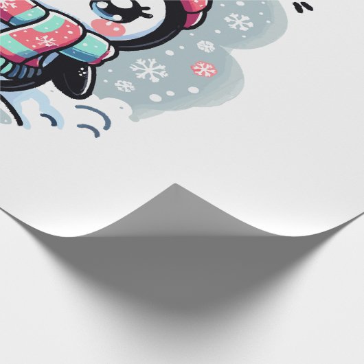 Chilly Penguin Snowy Scarf Hug Geschenkpapier (Ecke)