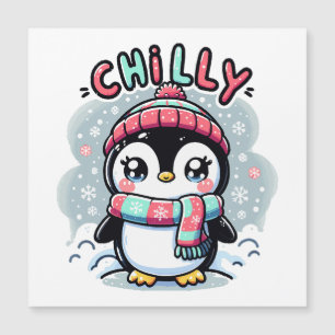 Chilly Penguin Snowy Scarf Hug Magnetkarte